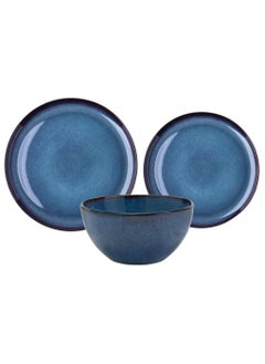 Buy Cuisine Art ZODEX 12PCS Dinner Set - Elegant Stoneware Dinnerware Set for 4 - Includes 4 Large Plates (Dia 26.5cm x H 3.3cm), 4 Small Plates (Dia 20.8cm x H 2.8cm), and 4 Bowls (Dia 15.5cm x H 7.5cm) in UAE