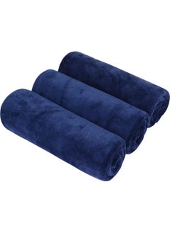 Buy Microfiber Gym Towel, Hand Towel, Face Towel, Microfiber Car Cleaning Towel Soft and Durable, 3-Piece, 50x90 Cm -  Navy Blue in UAE