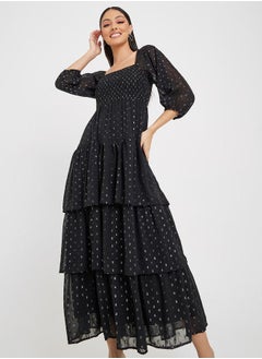 Buy Lurex Textured Tiered Maxi Dress in Saudi Arabia