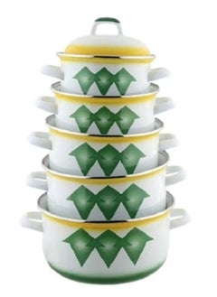 اشتري 10 Piece Mixed Cookware Sets Combination 7641/10GD White/Green/Yellow في السعودية