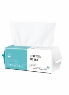 اشتري 100 Count Cotton Facial Wipes, Soft and Versatile Cleansing Towels for Skin Care and Makeup Removal, Dual Use Dry and Wet Cotton Tissues, Ideal for Gentle Face Cleaning في الامارات