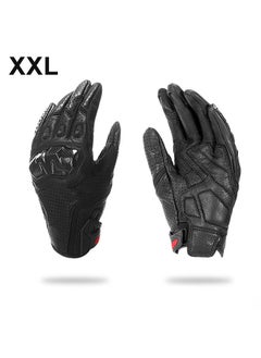 اشتري Motorcycle Gloves for Men Women Touchscreen Motocross Dirt Bike Riding Gloves All Finger with Carbon Fiber Protective Hard Knuckles Black Size XXL في الامارات