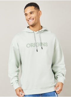 اشتري Oversized Fleece Hoodie with Front Embroidery في السعودية