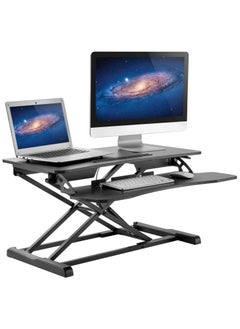 Buy Chulovs Standing Desk Height Adjustable - Sit to Stand Up Desk Converter Gas Spring Riser with Keyboard Tray and Grommet Mounting Hole For Monitor Stand LIFT Workstation Desktop in UAE