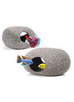 Buy Stackable Aquarium Decoration Rock Caves, Betta Fish Hideout House, Fish Tank Accessories Cave, Hideaway for Shrimp Cichlid Cave Hiding Breeding Spawning 2 PCS in Saudi Arabia