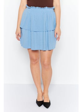 اشتري Women Solid Tiered Mini Skirt, Blue في الامارات