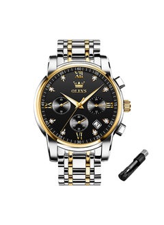 اشتري Male Wrist Watch Analog Quartz Business Stainless Steel Waterproof Luminous Watches Luxury Casual Classic Glamour Big Diamond Dial Date Multi Function Chronograph Watches for Man في السعودية