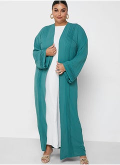 Buy Pleated Contrast Detail Abaya in UAE