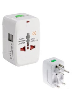 Buy Travel adapter worldwide All in One Universal Power Plug Adapter with Dual USB Ports Cell Phone Laptop. in UAE