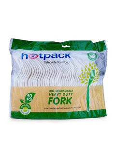 اشتري Hotpack Disposable Bio-Degradable Eco-Friendly Heavy Duty Fork 50 Pieces في الامارات