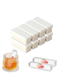 Buy 2Pcs Silicone Ice Cube Tray, Water Bottle Ice Cube Tray, with Lid, Premium Stackable Large Ice Cube Molds, Rectangle Silicone Molds, for Freezer, for Soup, Butter, Baking, Easy Release, White in UAE