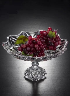 Buy A multi-use glass serving dish with a base for sweets and fruits, size 20*31 in Saudi Arabia