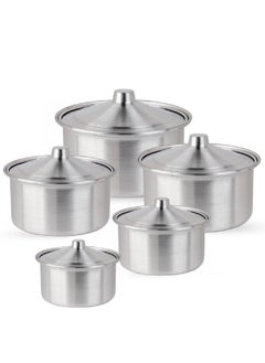 Buy Aluminum Pots Set Consisting of 5 Pots Size 14cm/16cm/17cm/18cm/20cm in Saudi Arabia