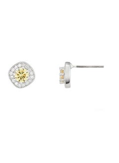 Buy The Carat Collection - Canary Cushion Sparkle Stud Earrings in UAE