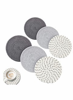 Buy Mat, 6 Pieces Pot Trivets Large Braid Woven Trivet Coaster, Cotton Thread Weave Cup Coaster Hot Pot Dish Trivet Pad Mat for Kitchen Cooking Supplies (7 Inch and 4.7 Inch, Gray Series) in UAE