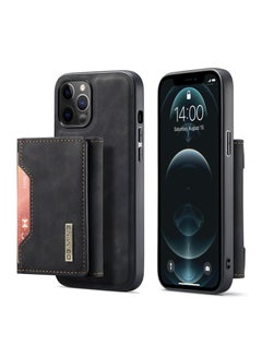Buy Wallet Case for Apple iPhone 12 Pro Max, DG.MING Premium Leather Phone Case Back Cover Magnetic Detachable with Trifold Wallet Card Holder Pocket (Black) in UAE