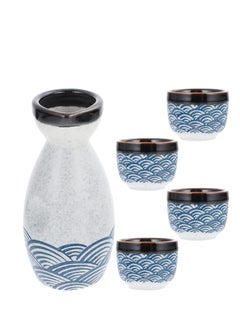 اشتري Porcelain Bottle Set Japanese Porcelain Pottery Cups Crafts Hand Painted Design Sushi Restaurant Style Traditional Ceramic Tea Cups for Home Party Gadgets 1 Drink Pot and 4 Cups في السعودية