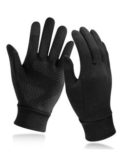 اشتري Lightweight Running Gloves, Touch Screen Anti-Slip Warm Gloves Liners for Cycling Biking Sporting Driving for Men Women Large في مصر