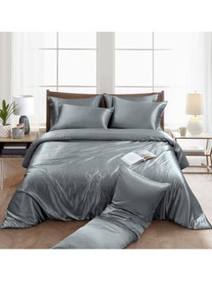 Buy 4 Pieces Single Size Satin Luxury Silky Bedding Duvet Cover Set Skin-friendly And Comfortable, Soft And Smooth For Bedroom And Living Room 160x210 cm in Saudi Arabia