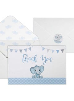 Buy 50 Baby Shower Thank You Cards Boy Baby Shower Thank You Cards Baby Shower Cards Elephant Baby Shower Thank You Cards Baby Boy Shower Card With Envelopes & Stickers (Blue) in UAE