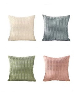 Buy 4-Piece Decorative Cushion Cover Pillow Cases Corduroy Multicolour 45 x 45 Centimeter in UAE