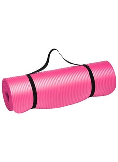 Buy Non-Slip yoga mat Anti-Tear Exercise Mat With Carrying Strap 183x61x1cm pink in Saudi Arabia