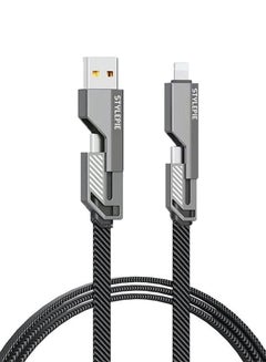 اشتري 4-in-1 USB C Cable, Multi Fast Charging Cable, USB-C to USB-C PD 60W 4-in-1 Adapter Fast Charging Cord, Flat Braided Anti-Tangle Charger Cord في السعودية
