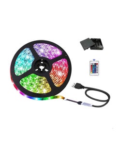 اشتري مصابيح شريط LED USB مع صندوق البطارية والتحكم عن بعد ، 9.84 قدم/3M ، 5050 RGB لون مرن ، 5 فولت آمنة وقابلة لللمس ، DIY (9.84 قدم/3M) في الامارات