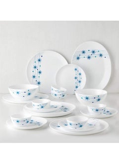 Buy Opalware Dinner Set Microwave Dishwasher Safe Bluebell with 6 Piece Full Plate 6 Piece Side Plate 6Piece Vegetable Bowl 2Piece Serving Bowl 1Piece Rice plate White in Saudi Arabia