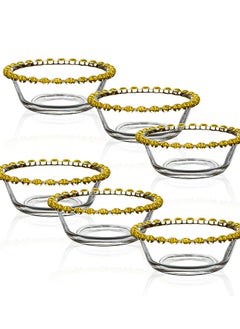 Buy Love 6 - Piece Bowl Set, Gold & Clear - 9.5x1.3 cm in UAE