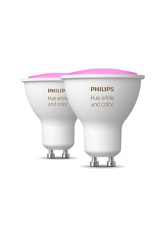 اشتري Philips Hue White And Color Ambiance Smart Light 2 Pack [GU10 Spot] With Bluetooth Works With Alexa And Google Assistant And Apple Homekit في السعودية