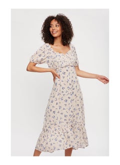 اشتري Blue Ditsy Rose Crinkle Midi Dress في الامارات