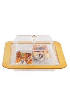 اشتري Serving Tray - Acrylic Spill Proof Rectangular Countertop Decorative Tray For Serving Appetizer, Cakes, Breakfast, Candy, Sweets, Fruit, Bread tray for Home & Office (26 CM) في الامارات