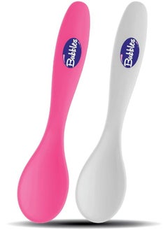 Buy Feeding Spoon for Baby Girl pack of 2 White with Pink It is made from BPA-free polypropylene (PP) which is gentle on your baby's gums and safe for the dishwasher.  The spoon is lightweight and easy to hold thanks to its easy-grip handle in Egypt