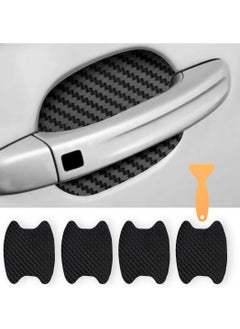 Buy 4 PCS Car Door Handle Sticker, Carbon Fiber Anti-Scratches Car Door Cup Protector, Non-Marking Auto Door Handle Protective Film, Universal for Most Car Handles Black in Saudi Arabia