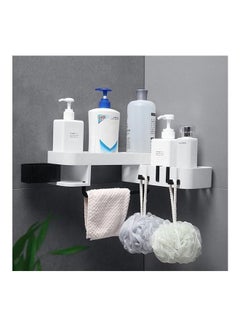 Buy Rotating Bathroom Shelf With Towel Holder + 4 Hanging Hooks + Drawer Multicolor 30x25cm in Egypt