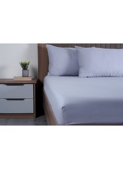 اشتري 3-Piece Luxury Living Fitted Sheet Set Includes 1xFitted Sheet 200x180x35cm, 2xPillow Case 75x50cm Silver في الامارات