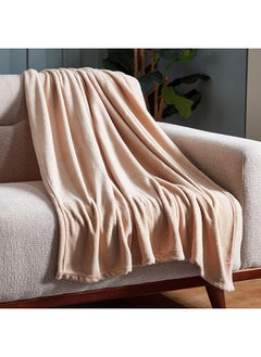 Buy Ontario Solid Coral Fleece Throw 170x120 cm in UAE