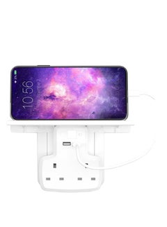 Buy Multi Plug Outlet Extender 2 Outlet Socket Wall Shelf Surge Protector Wall Mount Outlet Extender with 2 USB ( 1 Type-C and 1 USB-A) Charging Ports, Smart Night Light and Removable Built-In Shelf in Saudi Arabia