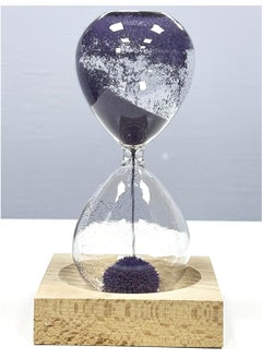 اشتري Hourglass, Magnetic Hour Glass Sand Timer with Wooden Base Home Decor Desktop Accessories (Purple) في الامارات