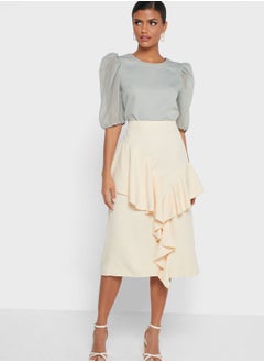 Buy Ruffle Layer Slit Skirt in UAE