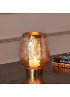 اشتري Tagus Lustre Amber Glass Hurricane Candleholder with Steel Ring 11 x 15 x 11 cm في الامارات