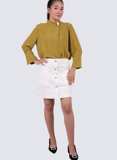 Buy Women's Lucas Stitch Denim Mini Skirt White in UAE