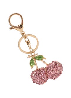 Buy Creative Cute Diamond-Encrusted Cherry Keychain for Women's Bag Accessories Fruit-Shaped Pendant Small Gift Pink in UAE