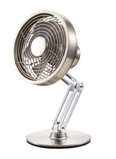 Buy Mini Metal Desk Fan / Compact & Portable / Adjustable Height & Angle / Adjustable Neck Tilt /  3 Speed Levels / 360° Rotating Base - Grey in UAE