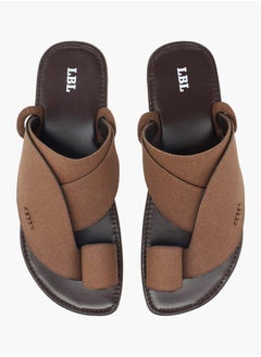 Buy Men Textured Slip-On Arabic Sandals with Toe Loop Detail in Saudi Arabia