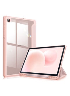 Buy Case Samsung Galaxy Tab S6 Lite p610/p615 Clear Shockproof Back Cover Built-in Pencil Holder Auto Sleep/Wake (Pink) in Egypt