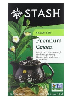 Buy Green Tea Premium Green 20 Tea Bags 1.4 oz (40 g) in UAE