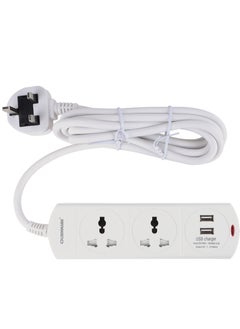 اشتري Olsenmark 2 Way Universal Power Extension Socket With 2 USB 2.1A, 3M Cable 13A في الامارات