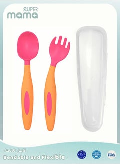 اشتري 2 PCS Baby Silicone Training Spoons for Babies and Toddlers First Stage Infant Durable Weaning Feeding Utensils في السعودية